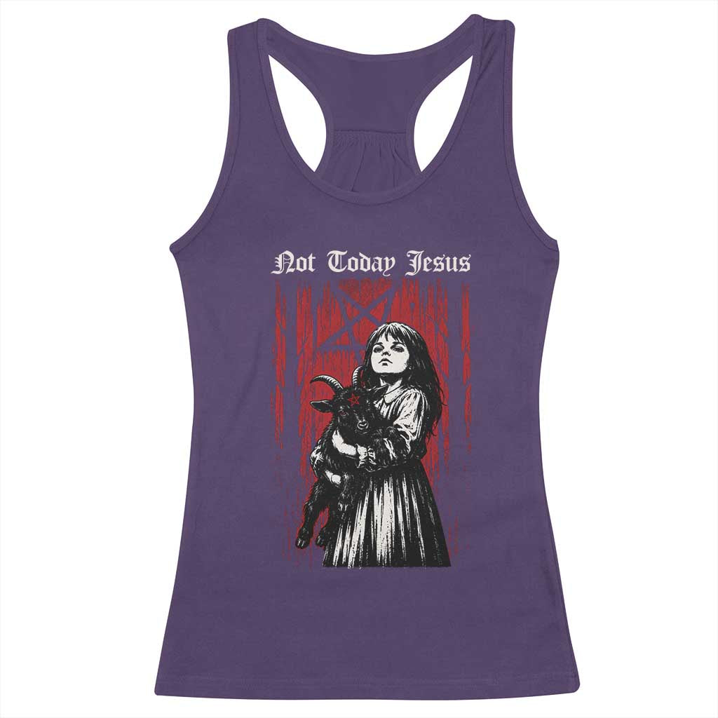 Not Today Jesus Gothic Dark Art Creepy Halloween Racerback Tank Top