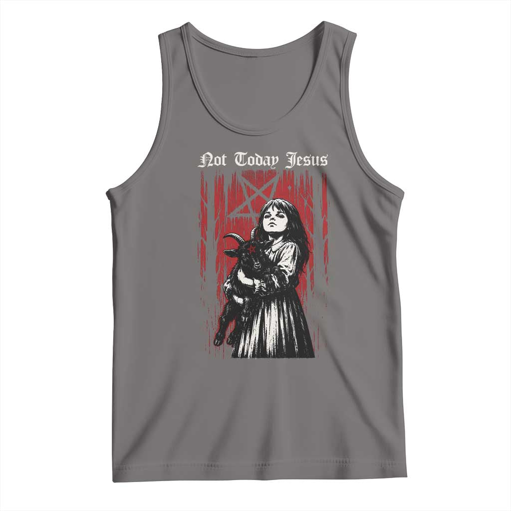 Not Today Jesus Gothic Dark Art Creepy Halloween Tank Top