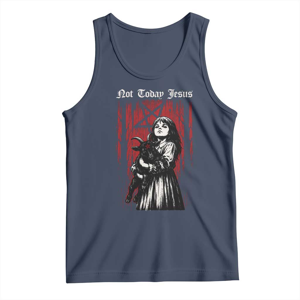 Not Today Jesus Gothic Dark Art Creepy Halloween Tank Top