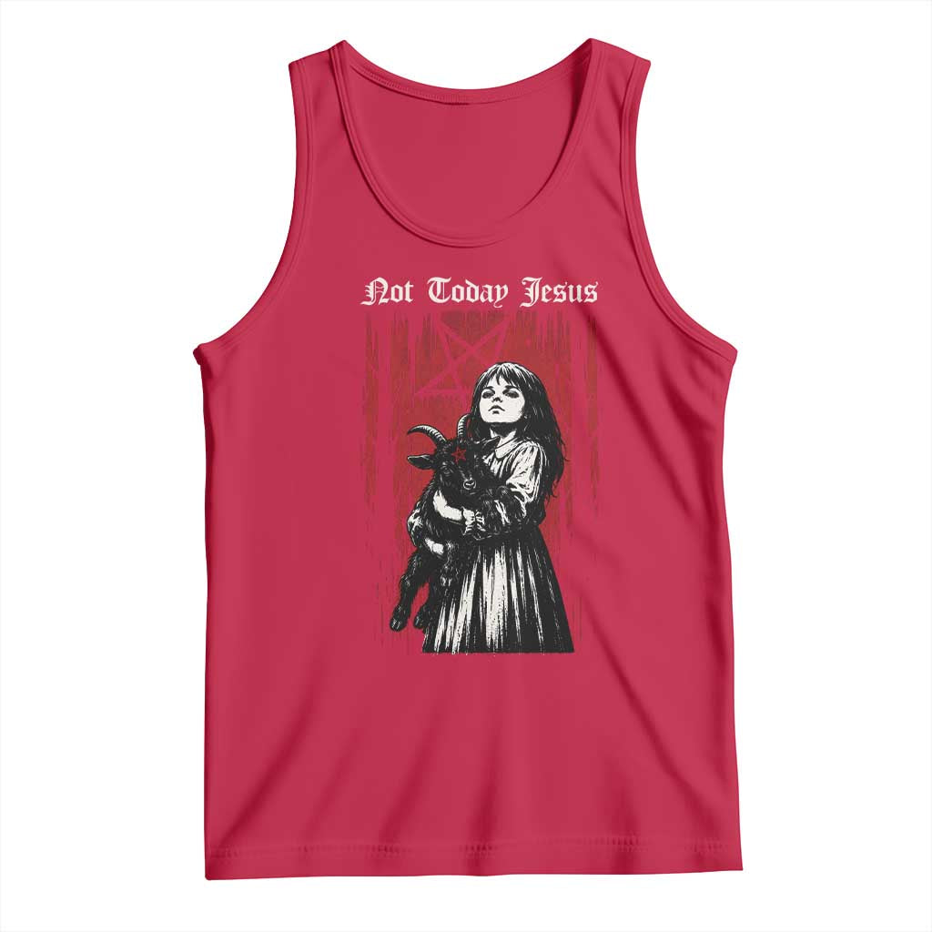 Not Today Jesus Gothic Dark Art Creepy Halloween Tank Top