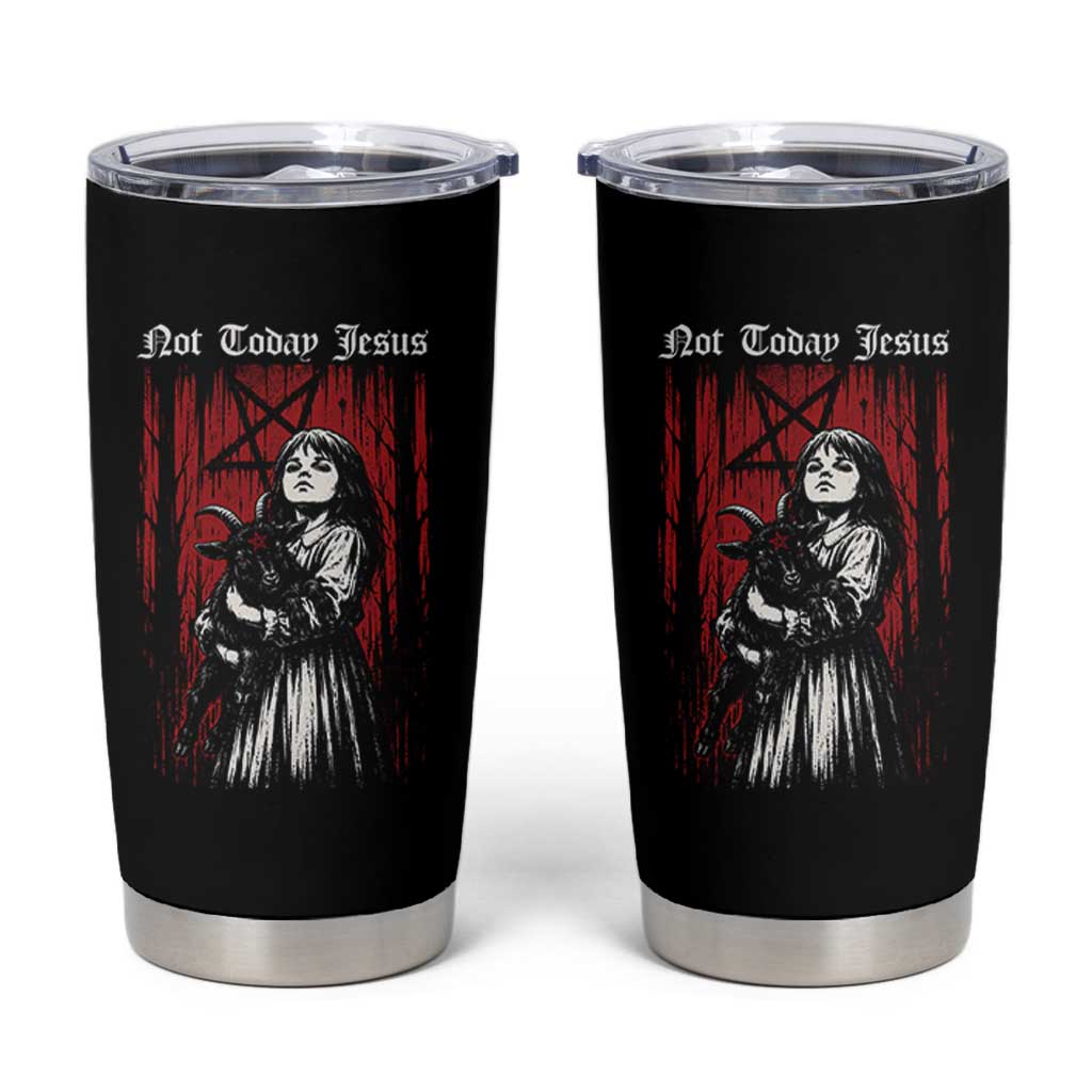 Not Today Jesus Gothic Dark Art Creepy Halloween Tumbler Cup