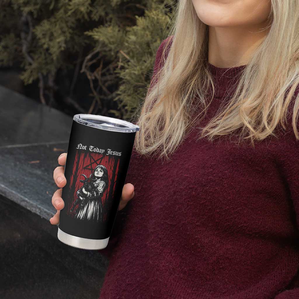 Not Today Jesus Gothic Dark Art Creepy Halloween Tumbler Cup