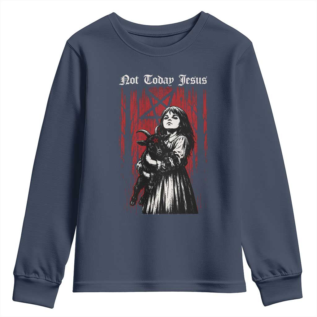 Not Today Jesus Gothic Dark Art Creepy Halloween Youth Sweatshirt
