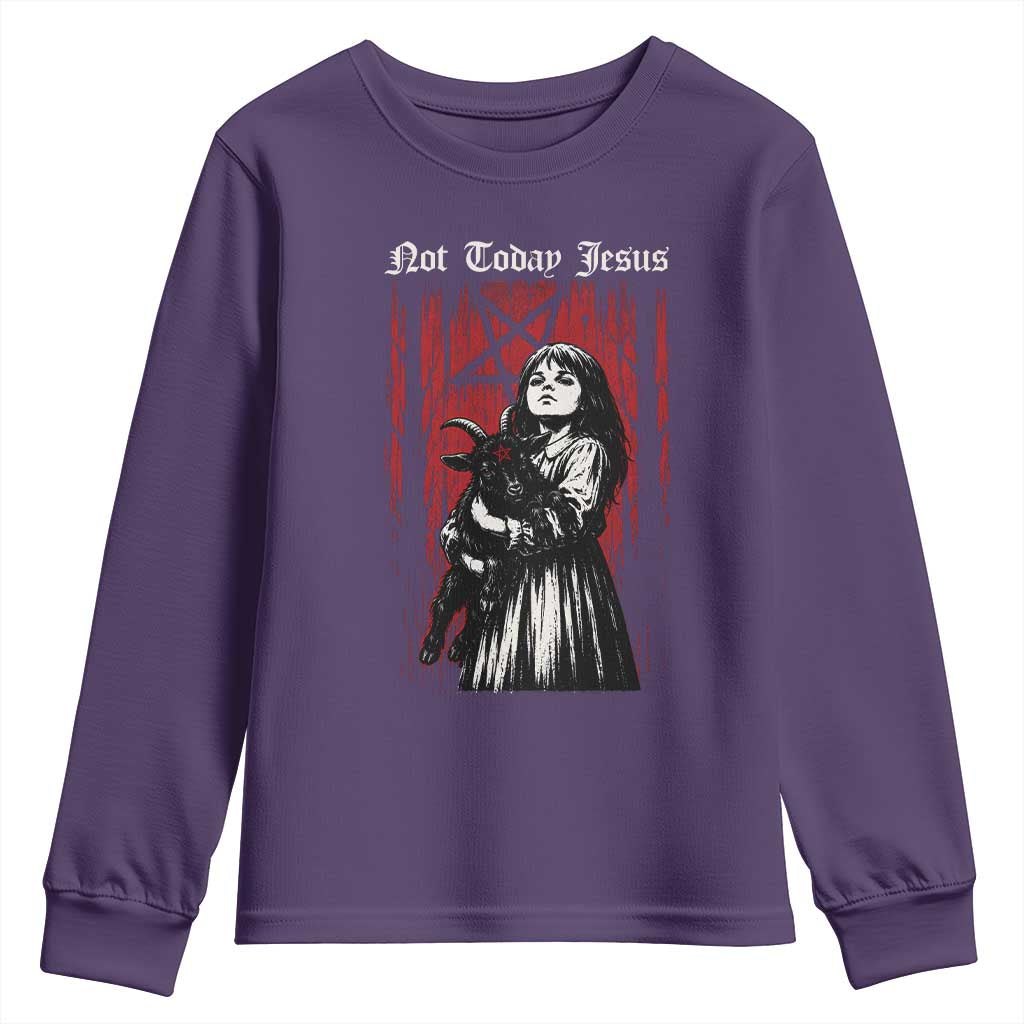 Not Today Jesus Gothic Dark Art Creepy Halloween Youth Sweatshirt