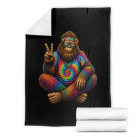 Hippie Bigfoot Peace Sign Tie Dye Sasquatch Throw Blanket