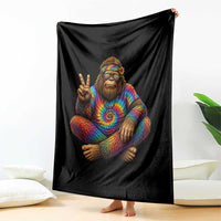 Hippie Bigfoot Peace Sign Tie Dye Sasquatch Throw Blanket