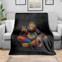 Hippie Bigfoot Peace Sign Tie Dye Sasquatch Throw Blanket