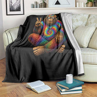 Hippie Bigfoot Peace Sign Tie Dye Sasquatch Throw Blanket