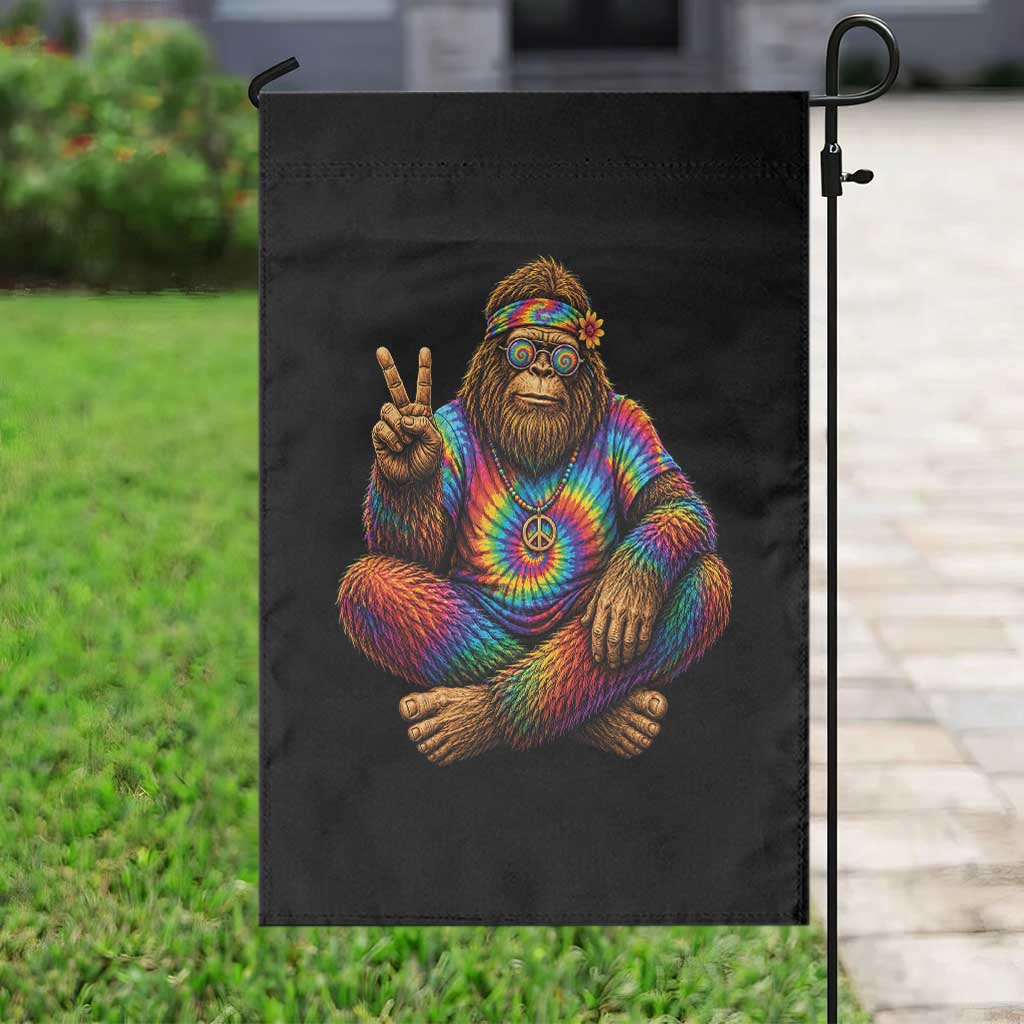 Hippie Bigfoot Peace Sign Tie Dye Sasquatch Garden Flag