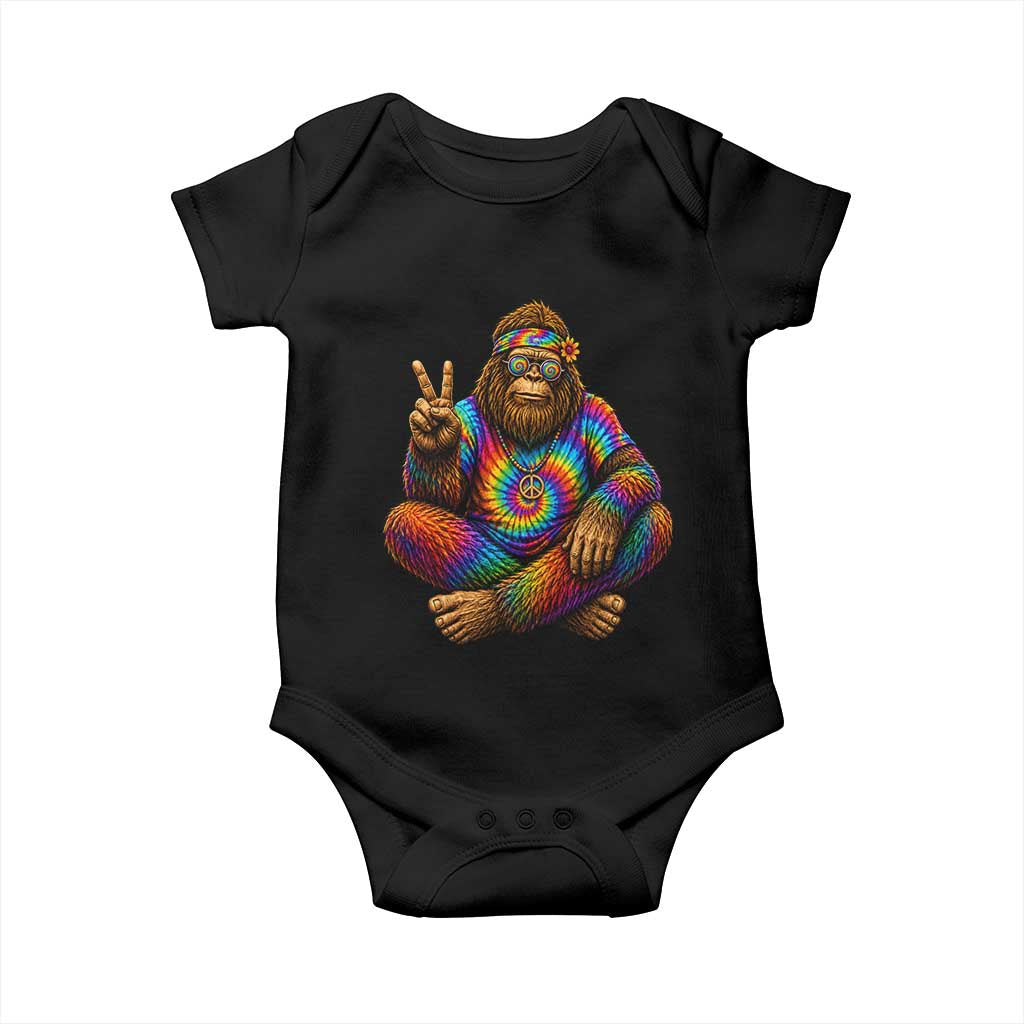 Hippie Bigfoot Peace Sign Tie Dye Sasquatch Baby Onesie