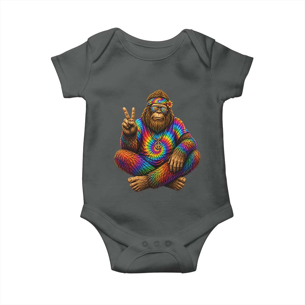 Hippie Bigfoot Peace Sign Tie Dye Sasquatch Baby Onesie