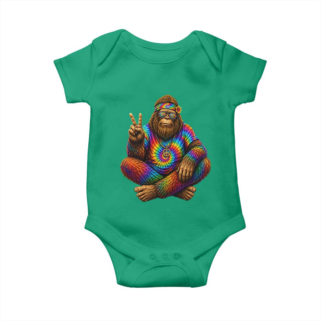 Hippie Bigfoot Peace Sign Tie Dye Sasquatch Baby Onesie