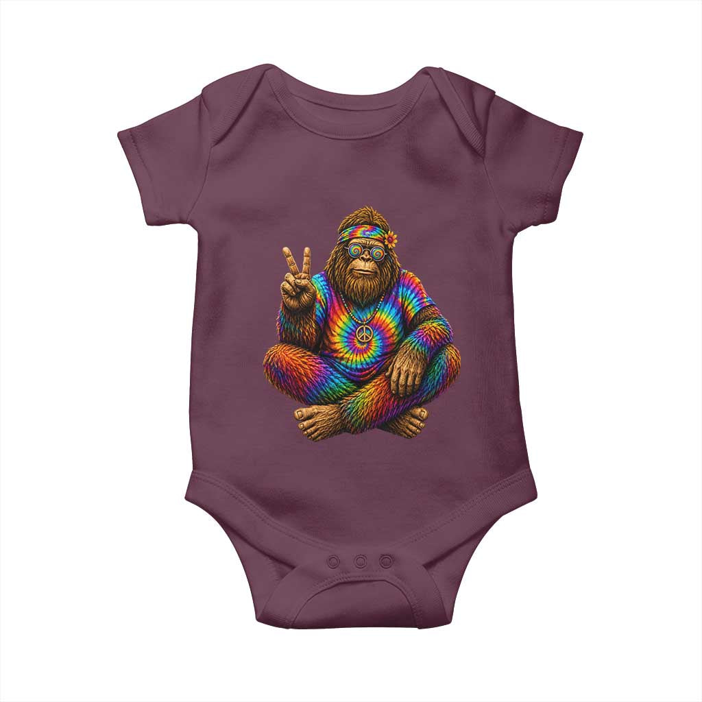 Hippie Bigfoot Peace Sign Tie Dye Sasquatch Baby Onesie