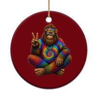 Hippie Bigfoot Peace Sign Tie Dye Sasquatch Ceramic Ornament