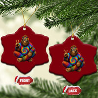 Hippie Bigfoot Peace Sign Tie Dye Sasquatch Ceramic Ornament