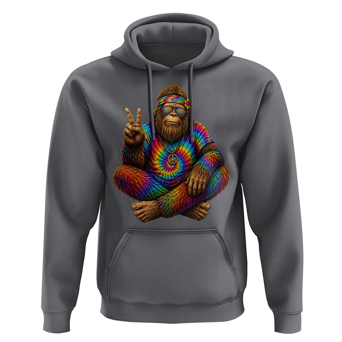 Hippie Bigfoot Peace Sign Tie Dye Sasquatch Hoodie