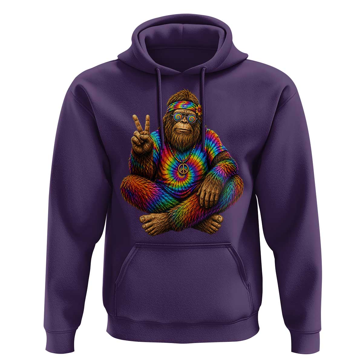 Hippie Bigfoot Peace Sign Tie Dye Sasquatch Hoodie