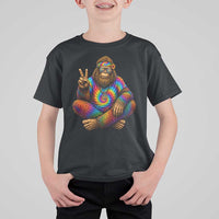 Hippie Bigfoot Peace Sign Tie Dye Sasquatch T Shirt For Kid