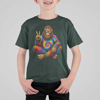 Hippie Bigfoot Peace Sign Tie Dye Sasquatch T Shirt For Kid