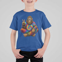 Hippie Bigfoot Peace Sign Tie Dye Sasquatch T Shirt For Kid