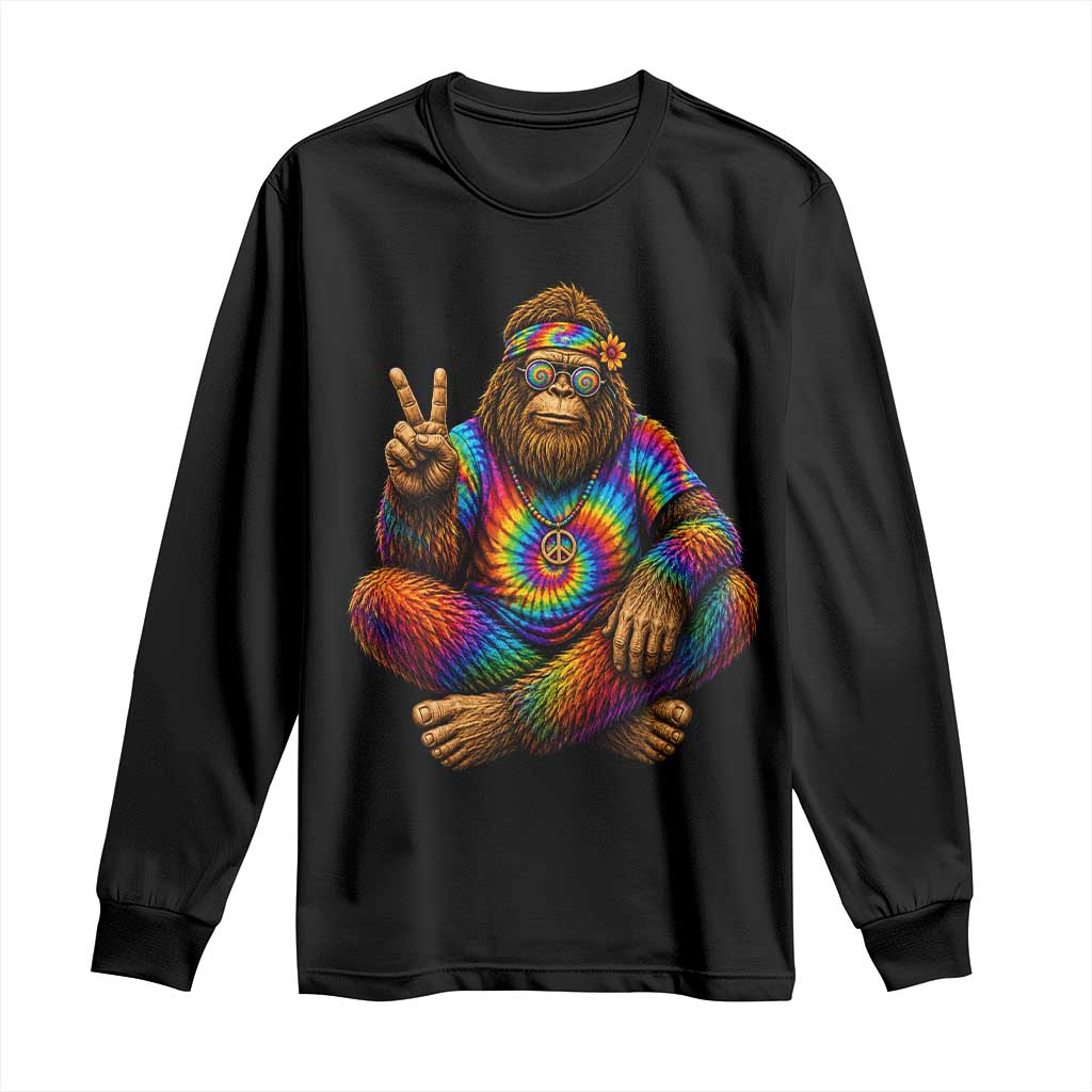 Hippie Bigfoot Peace Sign Tie Dye Sasquatch Long Sleeve Shirt