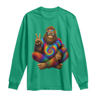 Hippie Bigfoot Peace Sign Tie Dye Sasquatch Long Sleeve Shirt