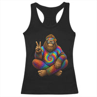 Hippie Bigfoot Peace Sign Tie Dye Sasquatch Racerback Tank Top