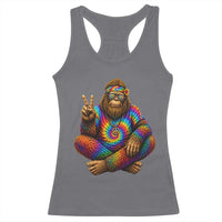 Hippie Bigfoot Peace Sign Tie Dye Sasquatch Racerback Tank Top