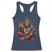 Hippie Bigfoot Peace Sign Tie Dye Sasquatch Racerback Tank Top