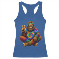 Hippie Bigfoot Peace Sign Tie Dye Sasquatch Racerback Tank Top