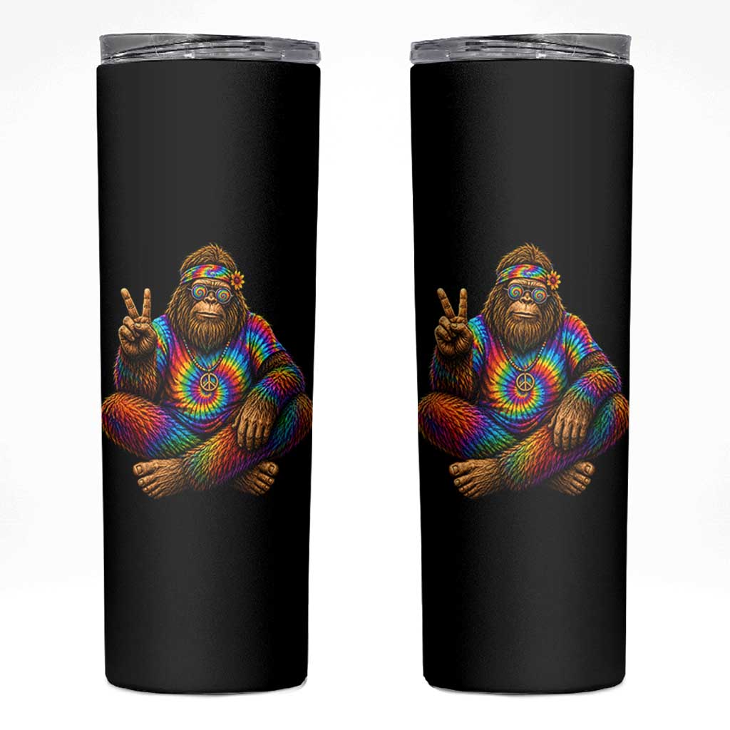 Hippie Bigfoot Peace Sign Tie Dye Sasquatch Skinny Tumbler