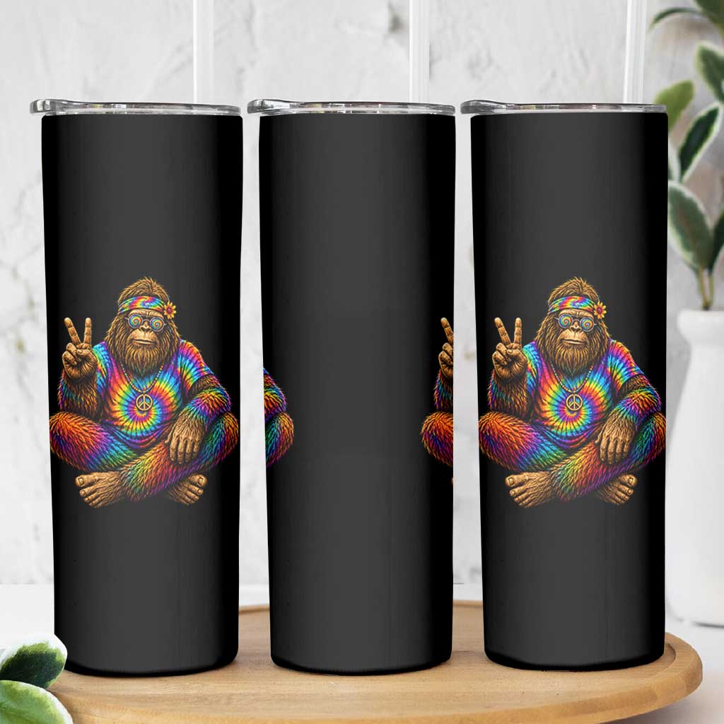 Hippie Bigfoot Peace Sign Tie Dye Sasquatch Skinny Tumbler
