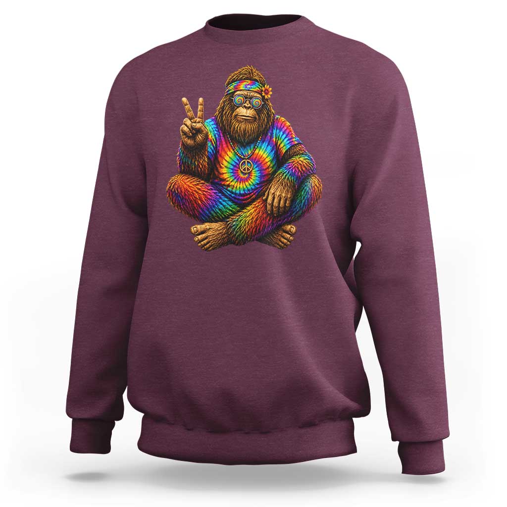 Hippie Bigfoot Peace Sign Tie Dye Sasquatch Sweatshirt
