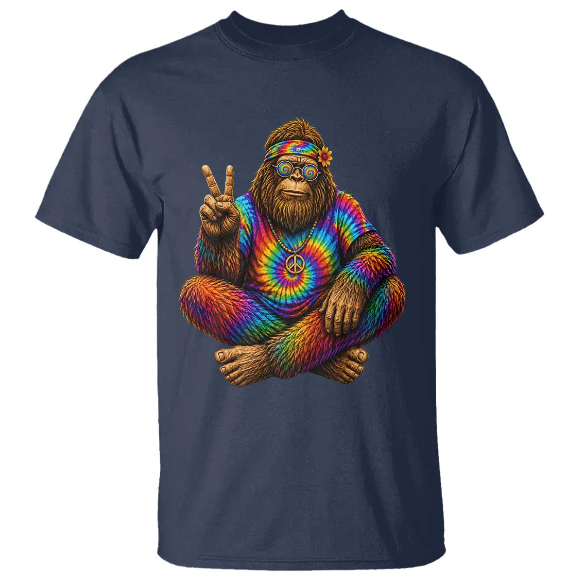 Hippie Bigfoot Peace Sign Tie Dye Sasquatch T Shirt