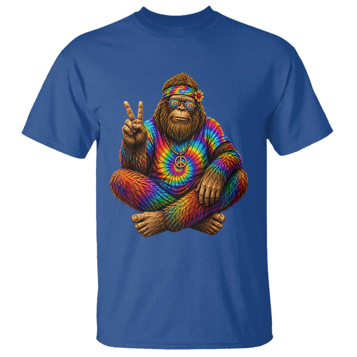 Hippie Bigfoot Peace Sign Tie Dye Sasquatch T Shirt