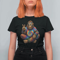 Hippie Bigfoot Peace Sign Tie Dye Sasquatch T Shirt For Women