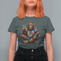 Hippie Bigfoot Peace Sign Tie Dye Sasquatch T Shirt For Women