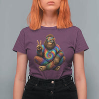 Hippie Bigfoot Peace Sign Tie Dye Sasquatch T Shirt For Women