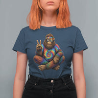 Hippie Bigfoot Peace Sign Tie Dye Sasquatch T Shirt For Women