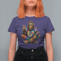 Hippie Bigfoot Peace Sign Tie Dye Sasquatch T Shirt For Women