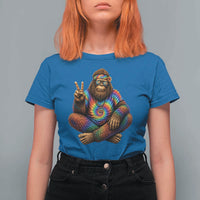 Hippie Bigfoot Peace Sign Tie Dye Sasquatch T Shirt For Women