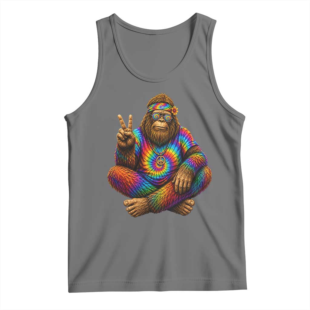 Hippie Bigfoot Peace Sign Tie Dye Sasquatch Tank Top