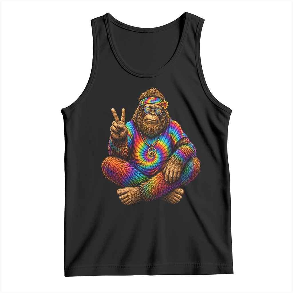Hippie Bigfoot Peace Sign Tie Dye Sasquatch Tank Top