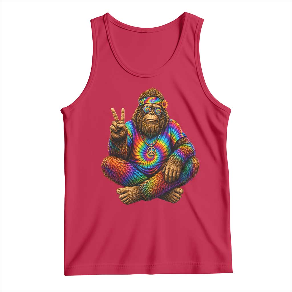 Hippie Bigfoot Peace Sign Tie Dye Sasquatch Tank Top