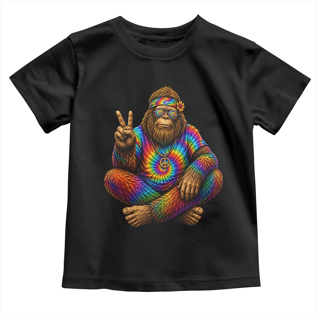 Hippie Bigfoot Peace Sign Tie Dye Sasquatch Toddler T Shirt