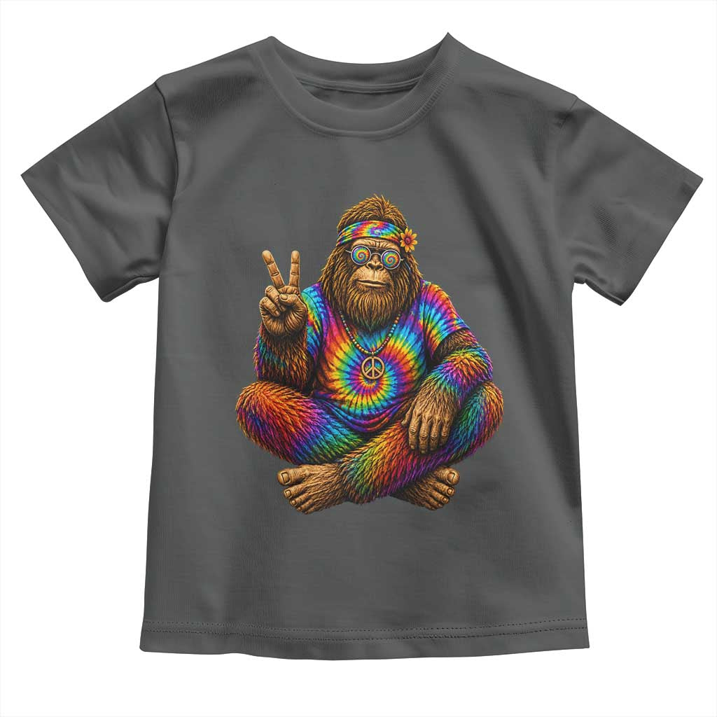 Hippie Bigfoot Peace Sign Tie Dye Sasquatch Toddler T Shirt