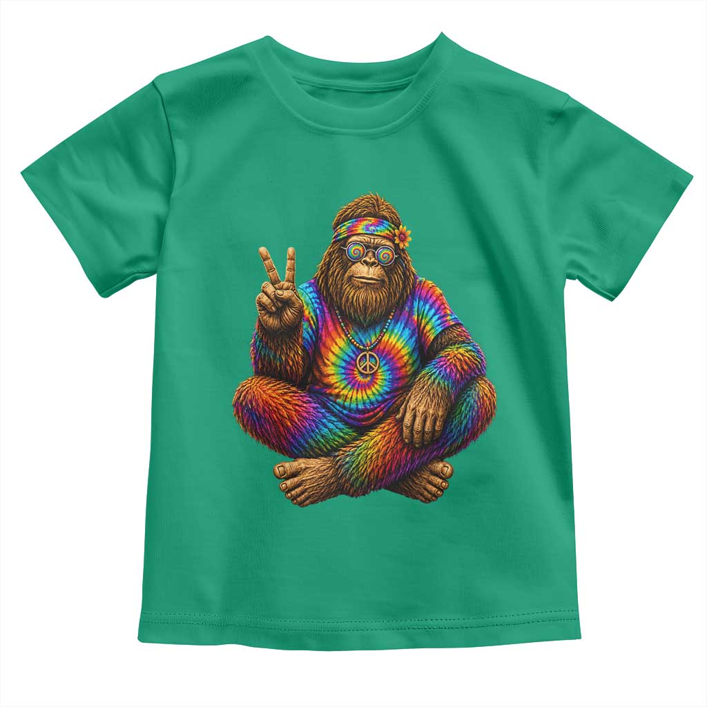 Hippie Bigfoot Peace Sign Tie Dye Sasquatch Toddler T Shirt