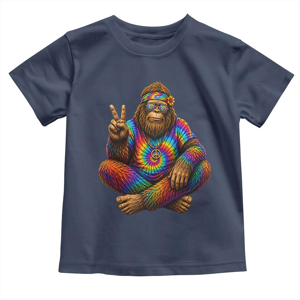 Hippie Bigfoot Peace Sign Tie Dye Sasquatch Toddler T Shirt