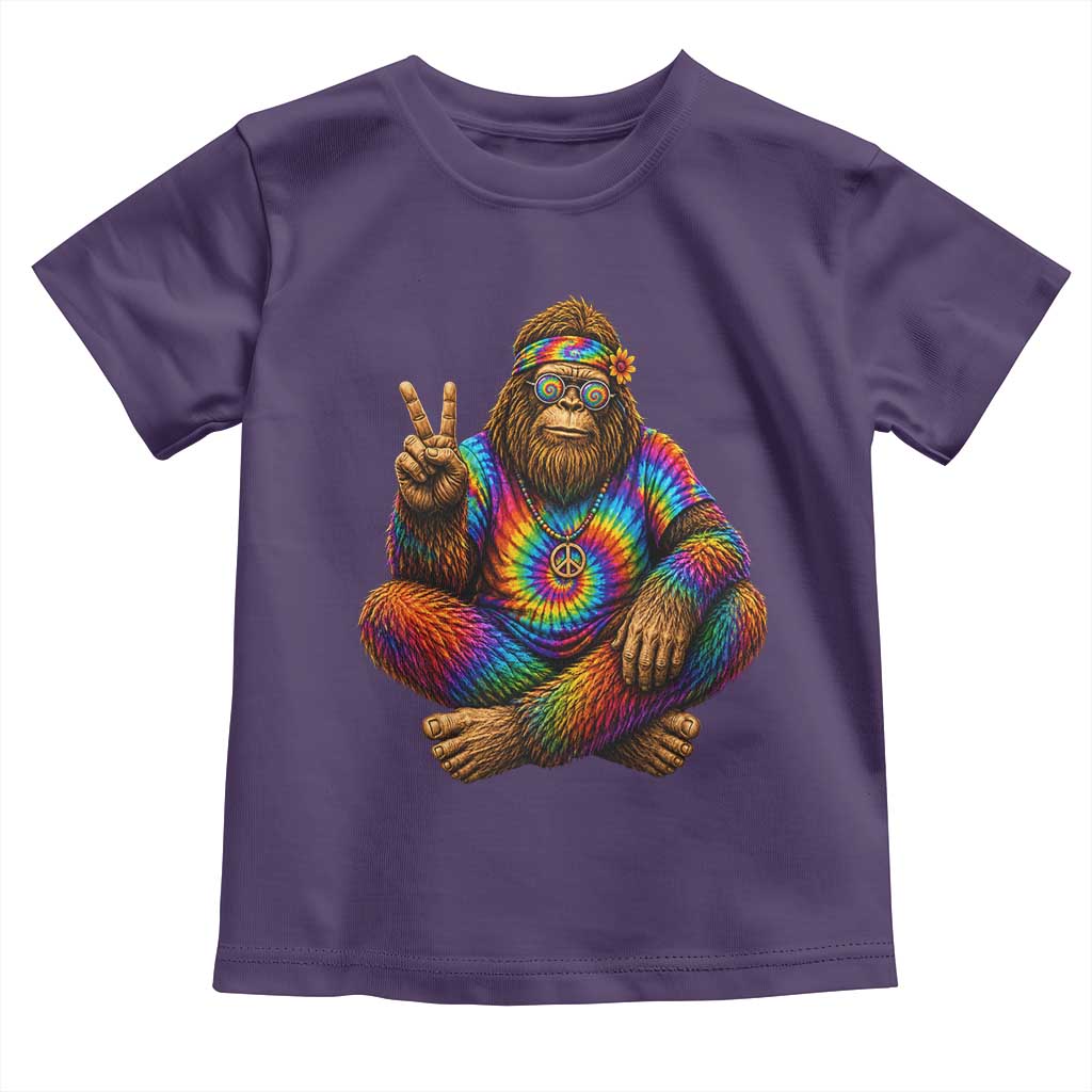 Hippie Bigfoot Peace Sign Tie Dye Sasquatch Toddler T Shirt