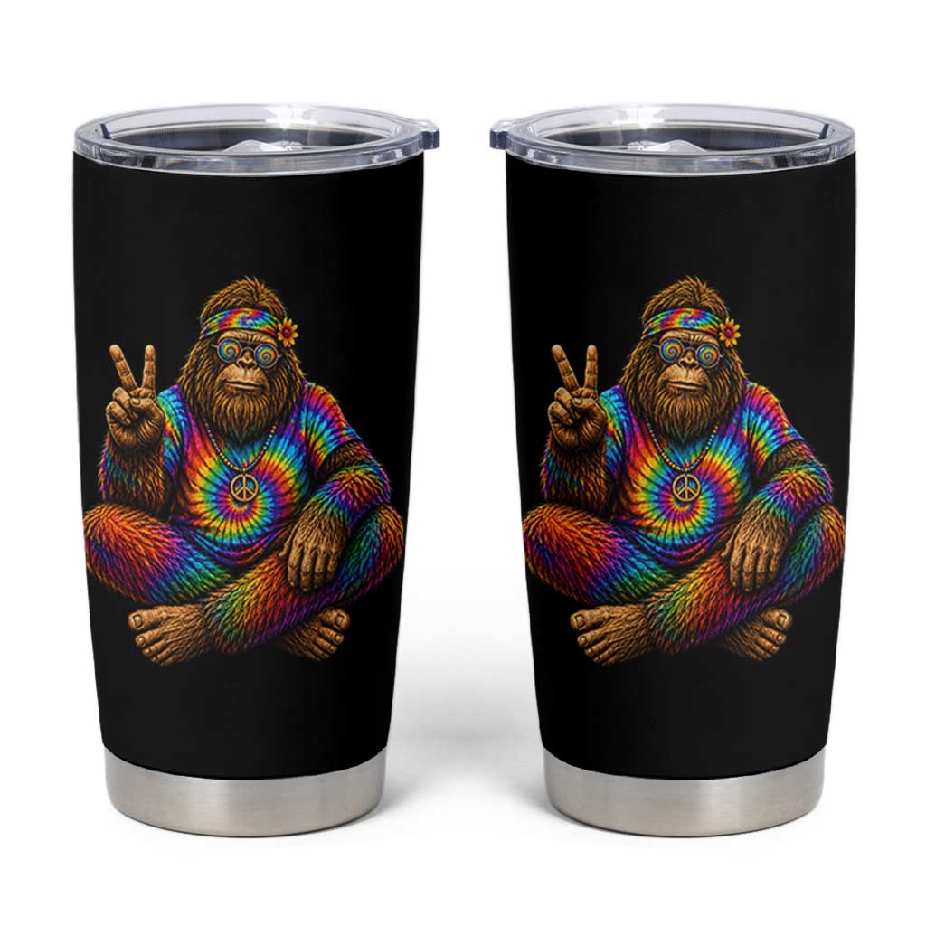 Hippie Bigfoot Peace Sign Tie Dye Sasquatch Tumbler Cup